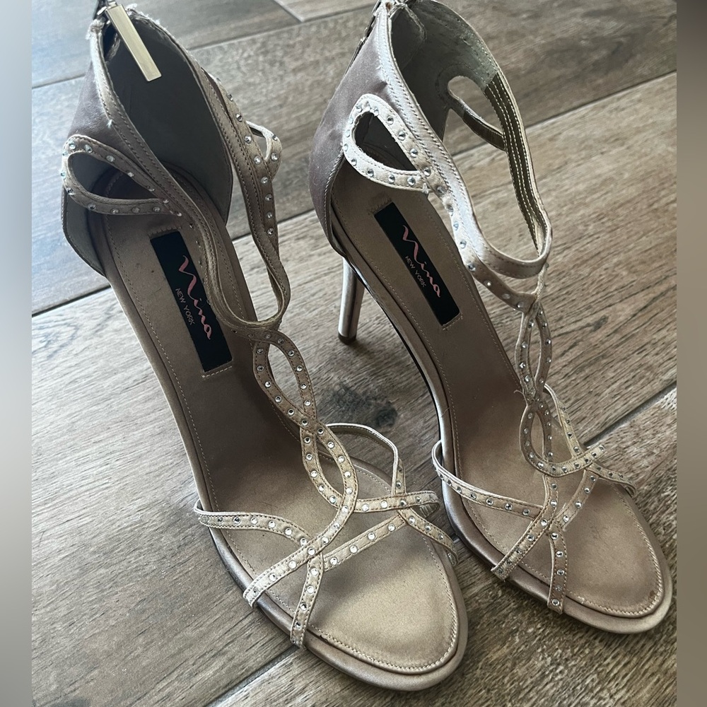 Gold Stilettos with rhinestones